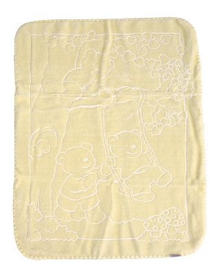 Akrylová deka 80 x 110 žlutá s vytlačeným vzorem Medvídka Scarlett
