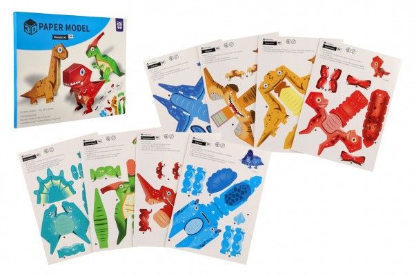 Modely 3D papírové dinosauři 8ks