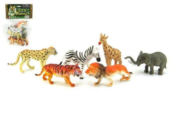 Zvířátka safari plast 6ks v sáčku 16x24x5cm