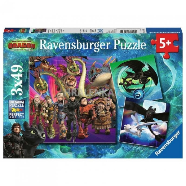 Puzzle Jak vycvičit draka 3, 3x49 dílků Ravensburger