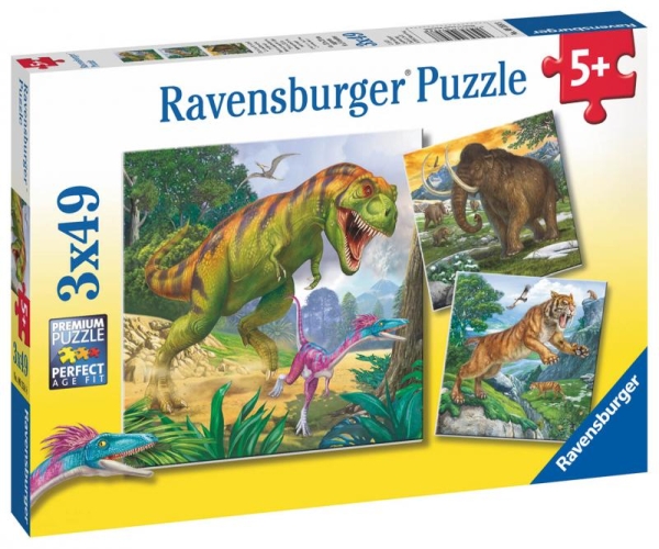 Puzzle Dinosauři a čas 3x49 dílků Ravensburger