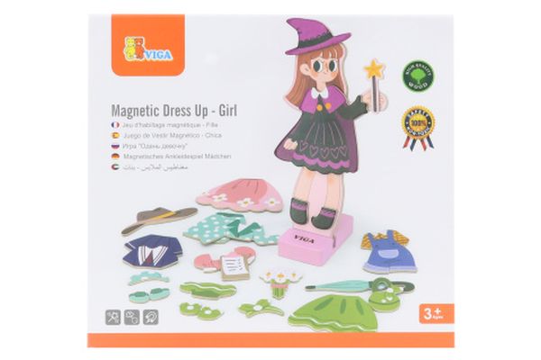 Dřevěné magnetické oblékání dívka