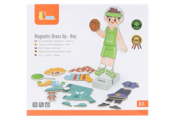 Dřevěné magnetické oblékání chlapec