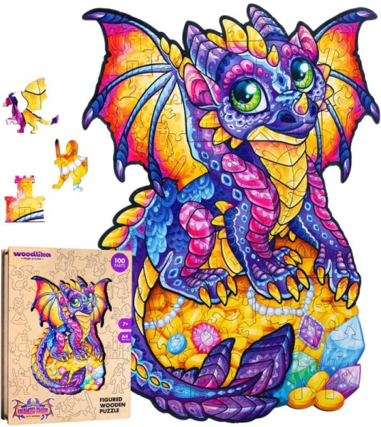 Dřevěné barevné puzzle Začarovaný drak
