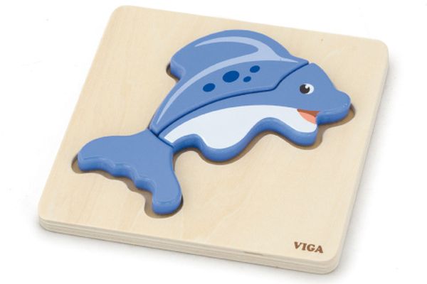 Dřevěné puzzle pro nejmenší Delfín