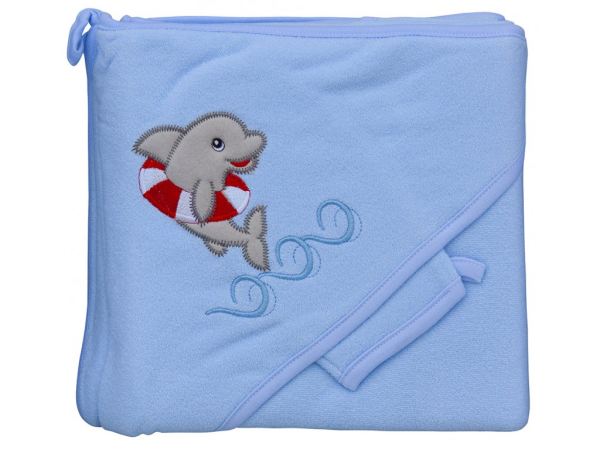 Dětský ručník s kapucí delfín modrý Scarlett