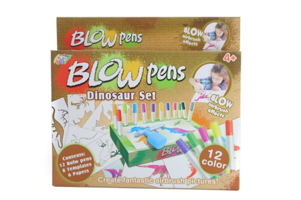 Foukací fixy sada Blow Pens Dinosauři