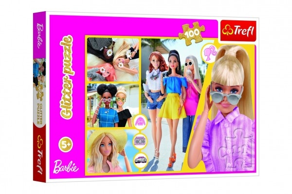 Puzzle Glitter Třpytivá Barbie 48x34cm 100 dílků Trefl