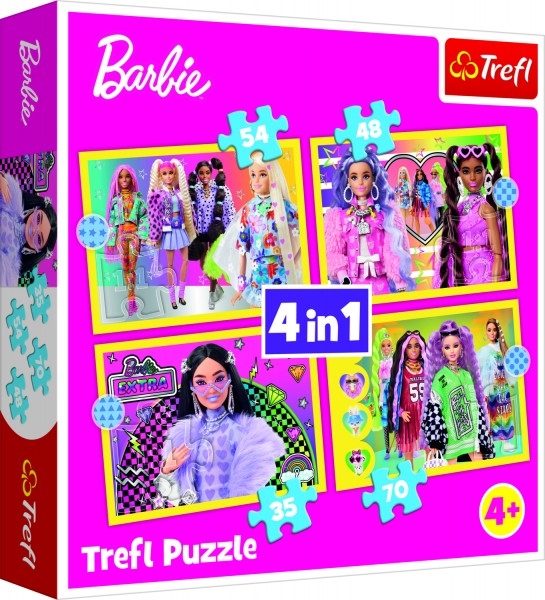 Puzzle 4v1 Šťastný svět Barbie Trefl