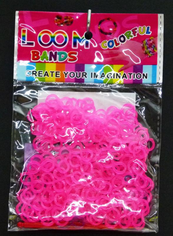 Loom Bands gumičky osmičky jednobarevné sáček - růžové