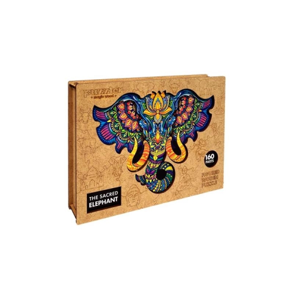 Dřevěné barevné puzzle Posvátný slon Puzzler